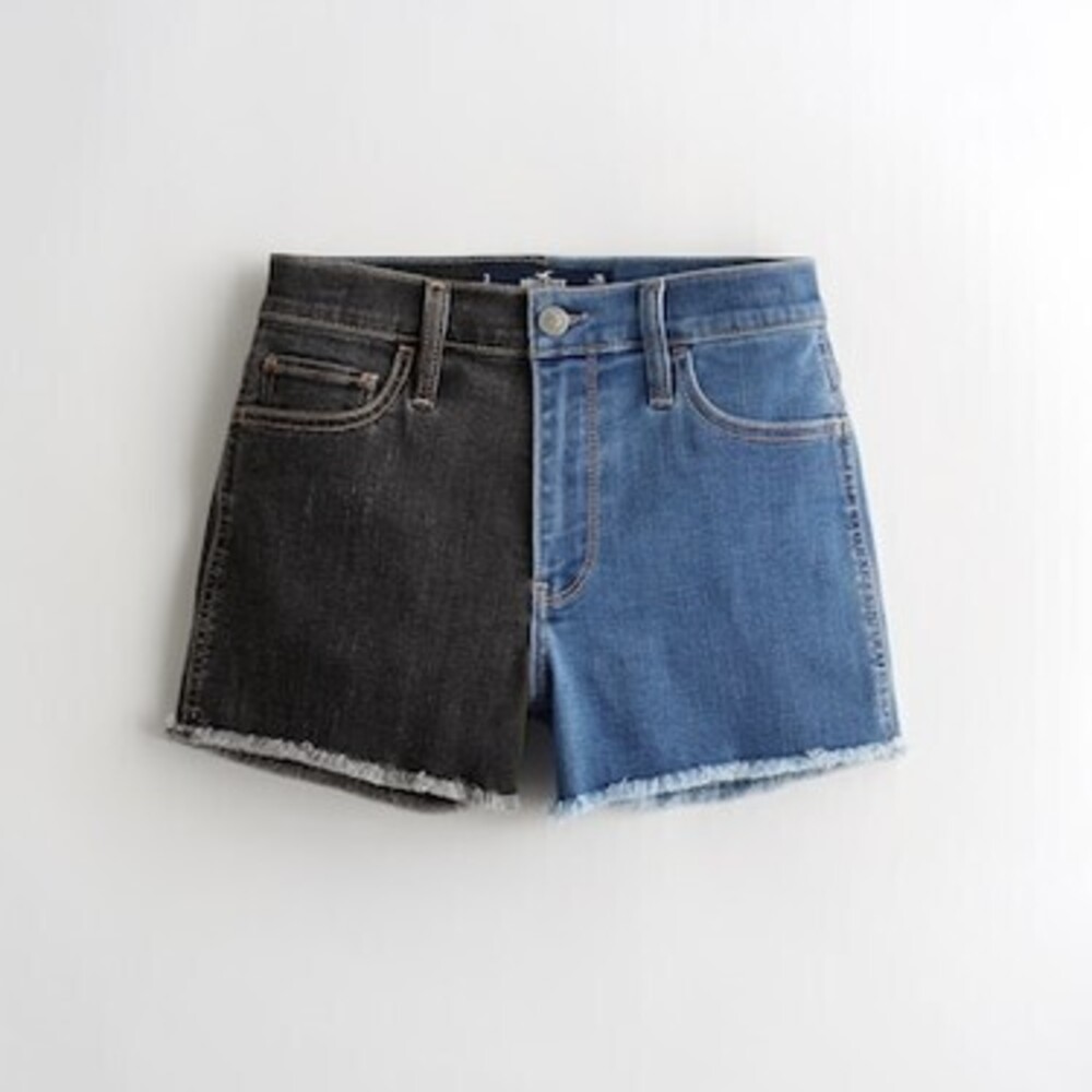 High-Rise Two-Tone Denim Short 3"
